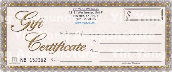 Yin Yang Acupuncture Gift Certificate Sample Yin Yang Acupuncture Gift Certificate Sample